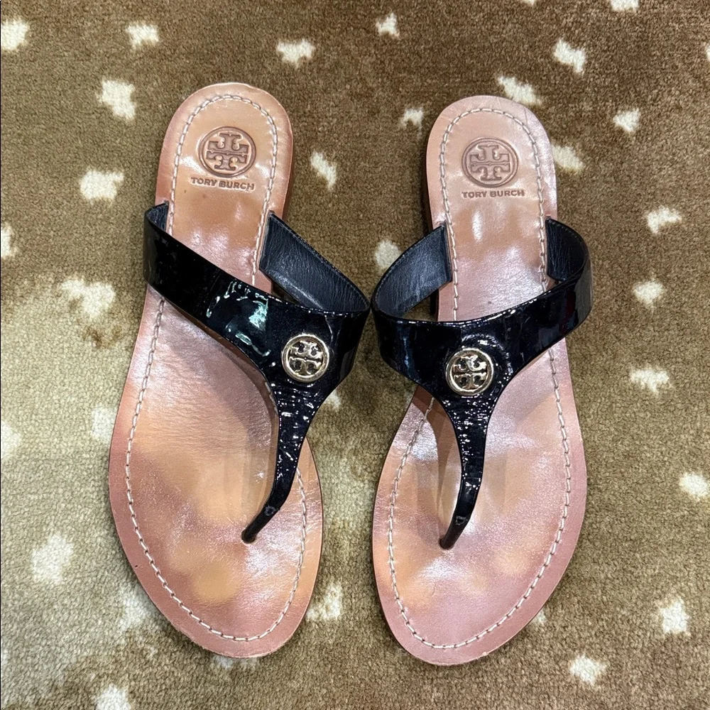 Tory Burch size 9 black patent sandals